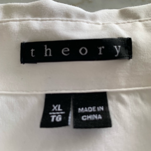 Theory white classic long sleeve blouse - Picture 2 of 3